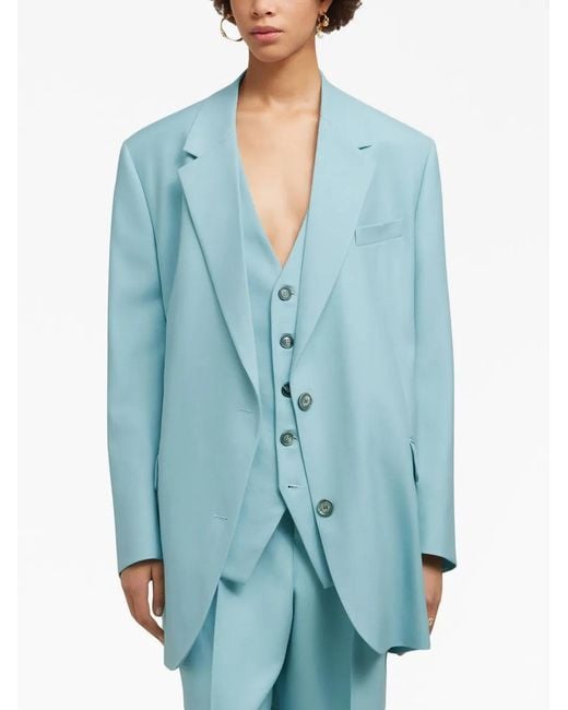 AMI Blue Oversize Single-Breasted Blazer