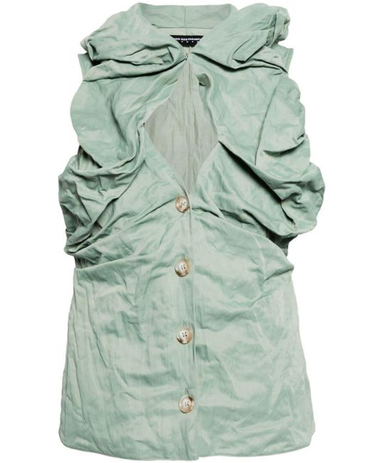Kiko Kostadinov Green Crinkled-effect Cotton Blend Jacket