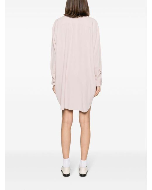 AMI Pink Crepe-texture Thigh-lenght Shirt Dress