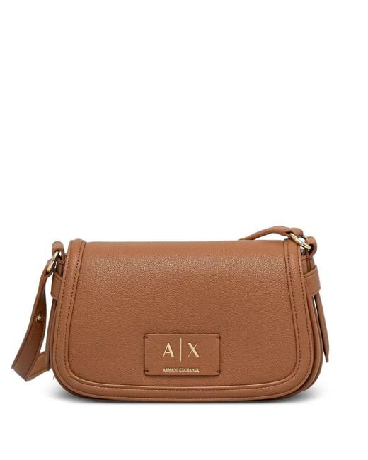 ARMANI EXCHANGE Brown Logo Plaque Satchel