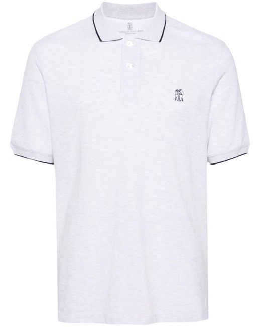 Brunello Cucinelli Poloshirt Met Geborduurd Logo in het White voor heren