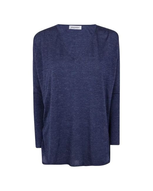 Gentry Portofino Blue V-Neck Knitted Top