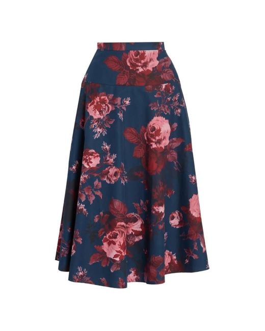 Erdem White Floral-Print A-Line Skirt