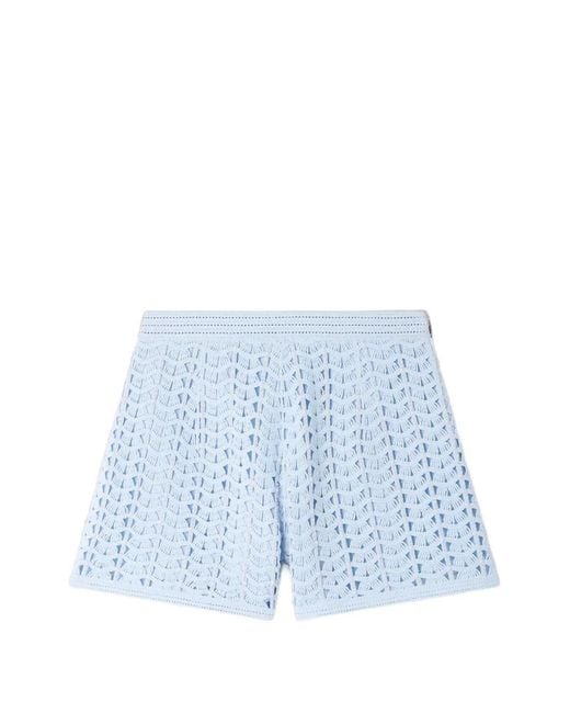 Sandro Blue High-Waisted Beaded Crochet Shorts