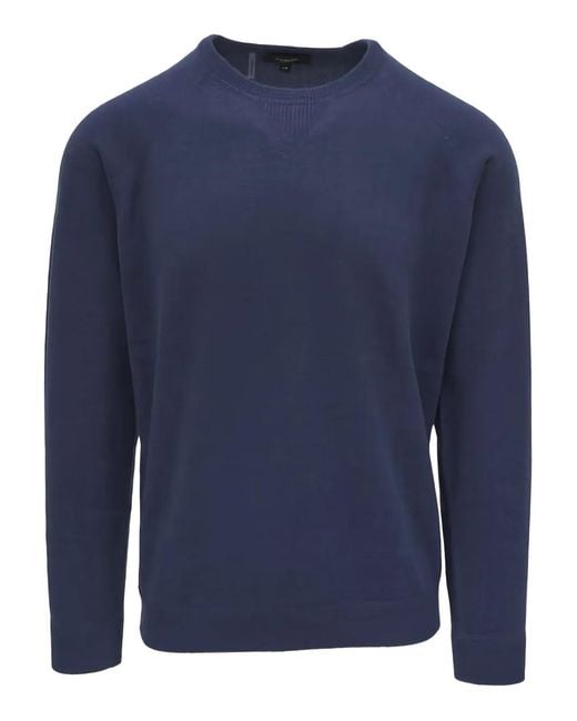 Kinross Cashmere Blue Crew-Neck Long-Sleeves Sweater for men
