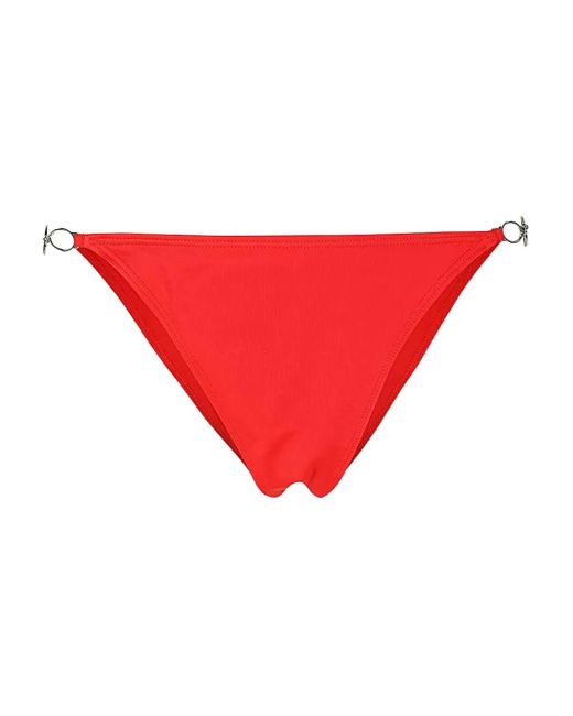 DIESEL Red Logo-Plaque Side-Ring Bikini Bottom