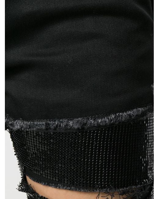 Saint Laurent Black Sequin-Embellished Ripped Skinny Jeans