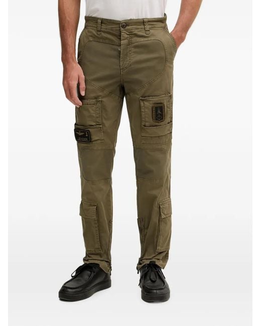 Aeronautica Militare Green Patch-Detail Cargo Pants for men