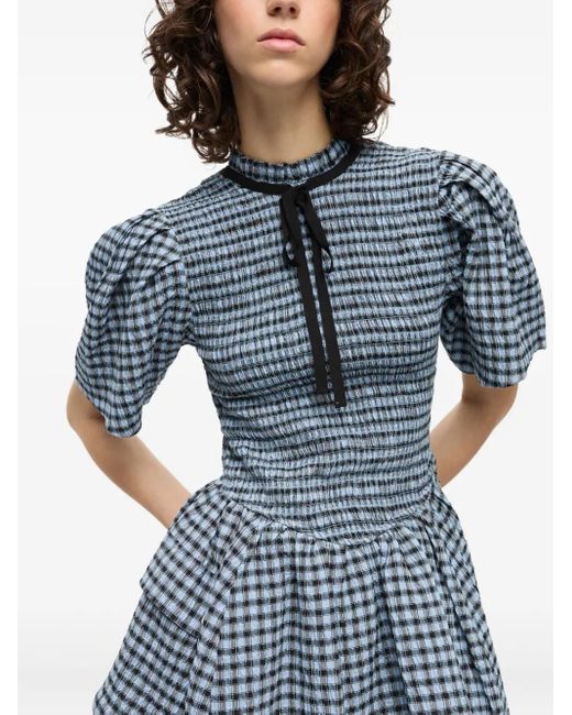 Ganni チェック ミニドレス Blue