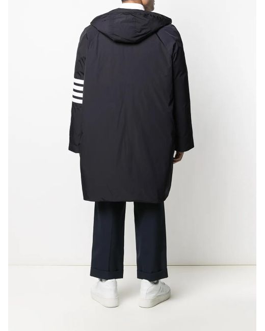 Thom Browne Blue Downfill Hooded Football 4-Bar Parka for men