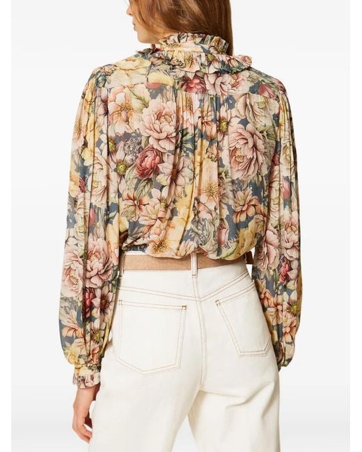 Twinset Natural Floral Creponne Shirt