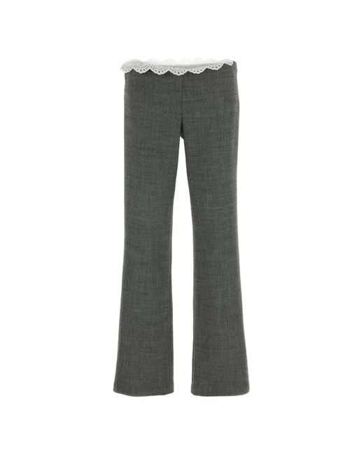 Magda Butrym Gray Lace-Trim Trousers