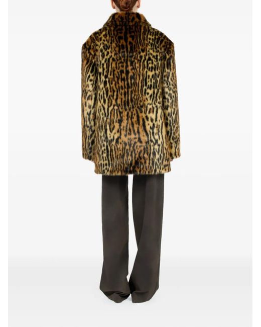 Roberto Cavalli Brown Leopard-Print Button Coat