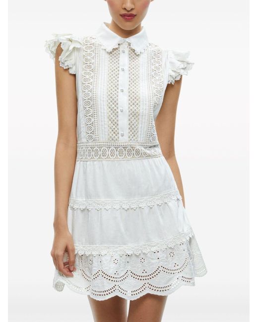 Alice + Olivia Mini-jurk Met Borduurwerk in het White