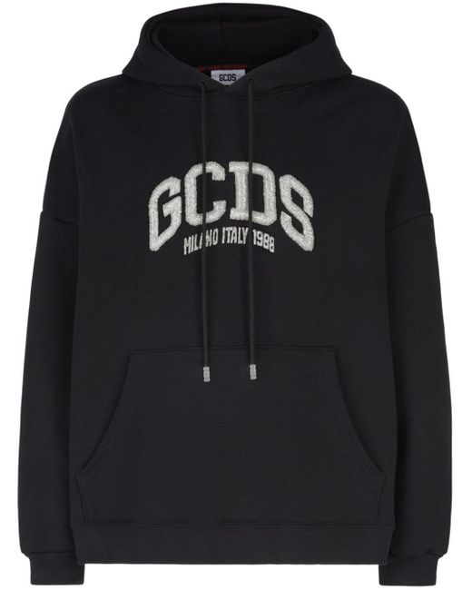 Gcds Black Hoodie mit Logo-Verzierung