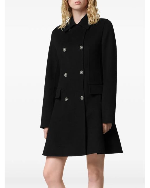 Versace Black Wool-Cashmere A-Line Coat