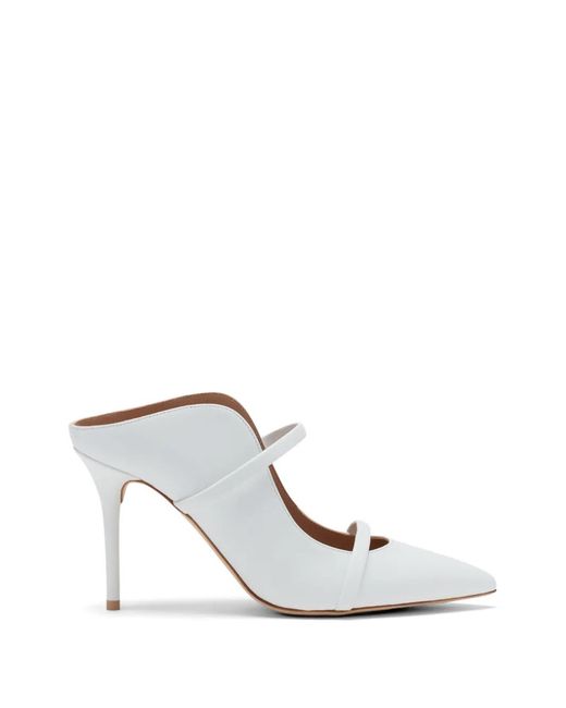 Malone Souliers White Maureen Pointed-Toe Heeled Mules