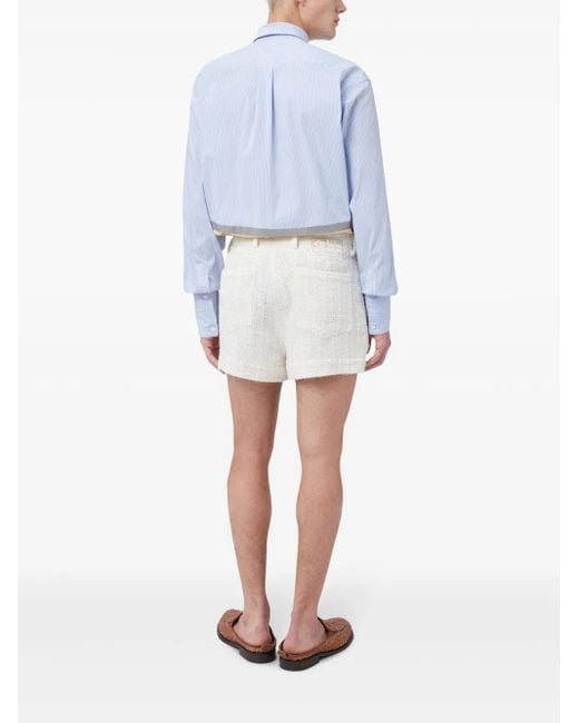 Gcds White Sequin-Embellished Tweed Shorts