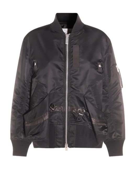 Chaqueta Bómber Con Bolsillos Con Volantes Sacai de color Black
