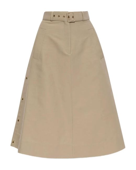Moncler Natural Belted Midi Skirt