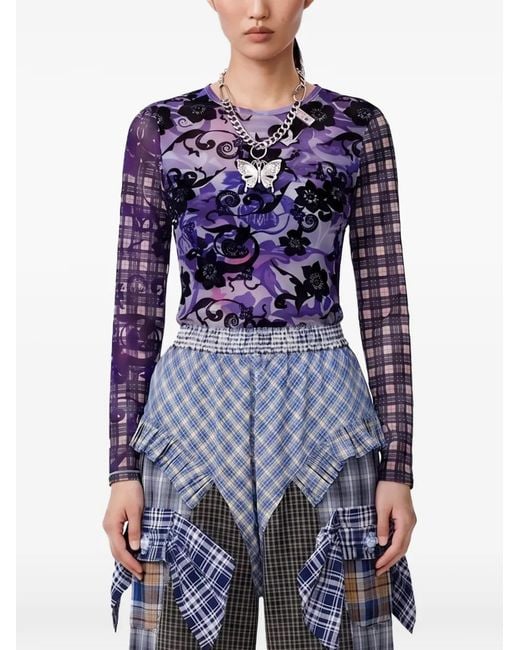 Chopova Lowena Blue Graphic-Print T-Shirt