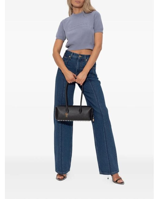 Alexander Wang Blue Embossed-Logo Short-Sleeve Top