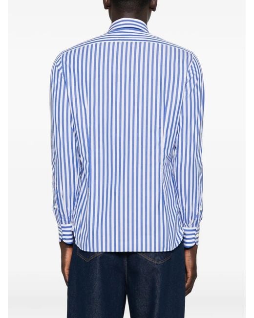 Truzzi Blue Vertical-Stripe Button-Down Shirt for men