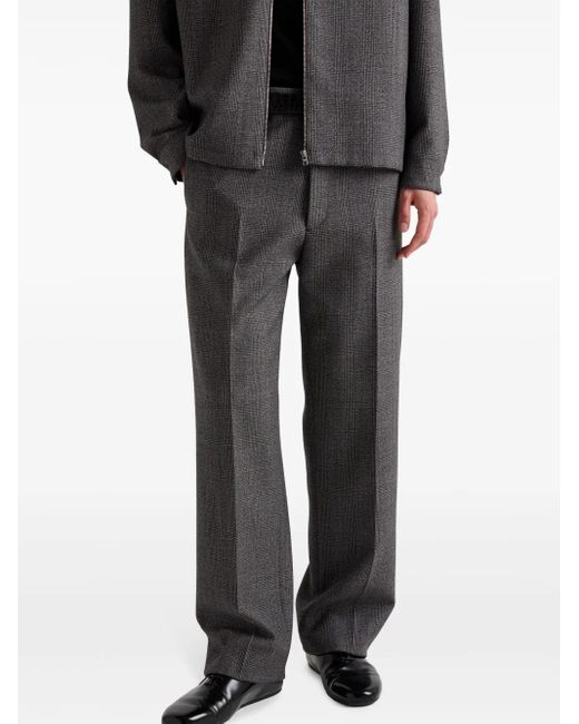 Prada Gray Houndstooth Wool Trousers for men