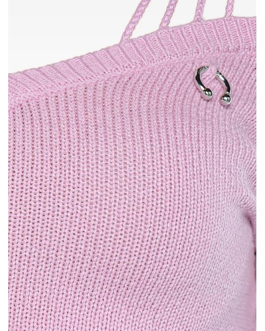 Chiara Ferragni Purple Off-Shoulder Knitted Top