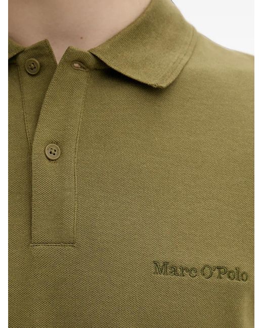 Marc O' Polo Green Logo-Embroidered Piqué Polo Shirt for men