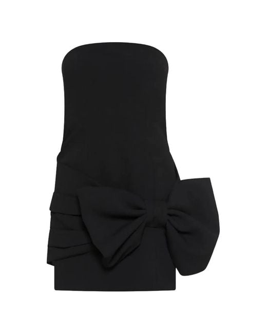 Marella Black Bow-Embellishment Strapless Mini Dress