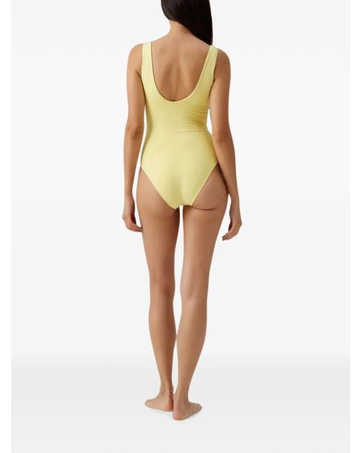 Melissa Odabash Yellow London Lace-Up Swimsuit