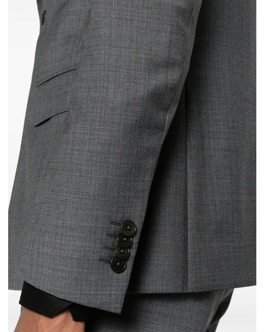 Zegna Gray Single-breasted Wool Suit for men