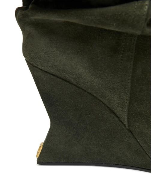 Balmain Black Suede Leather Wedge Thigh-High Boots