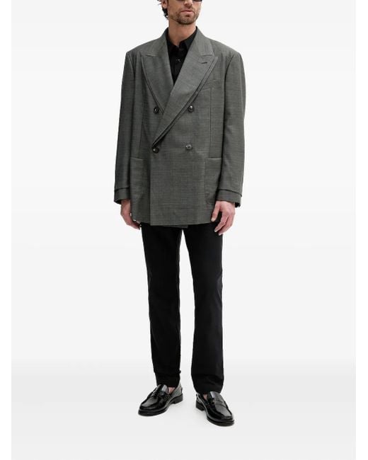 Emporio Armani Gray Double-Breasted Blazer for men