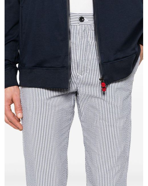 Incotex Gray Striped Straight-leg Trousers for men