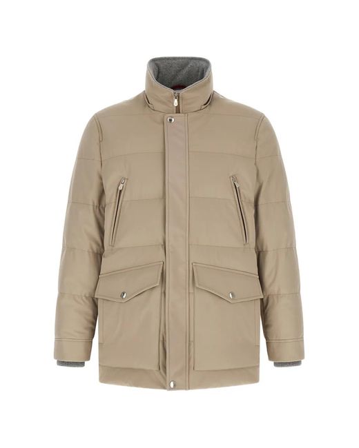 Brunello Cucinelli Natural Quilted Hooded Parka for men