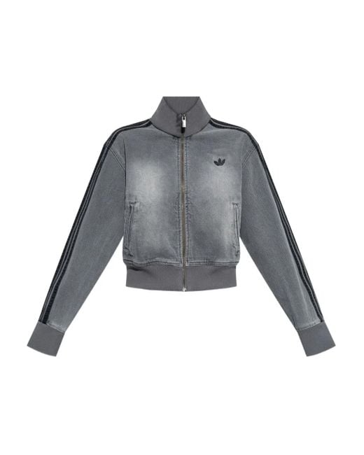 Adidas Gray 3-Stripe Denim Jacket