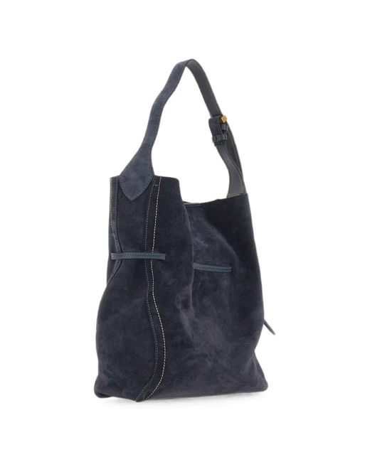 Gianni Chiarini Blue Sienna Suede Bucket Bag