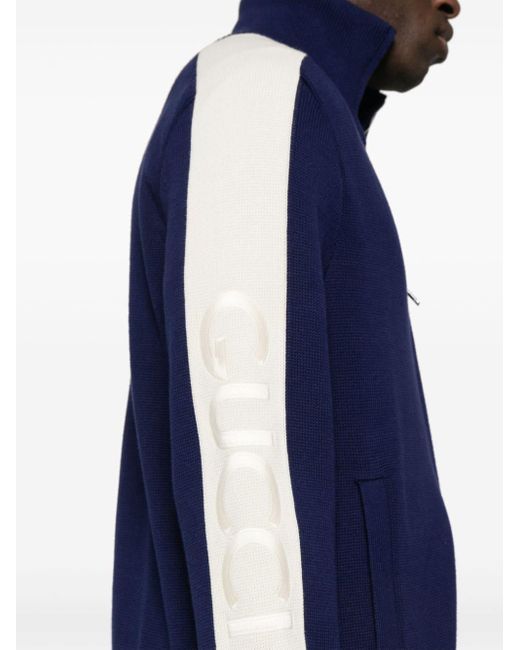 Veste bomber zippée en maille Gucci pour homme en coloris Blue