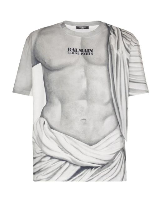 Camiseta de algodón Balmain de hombre de color Gray