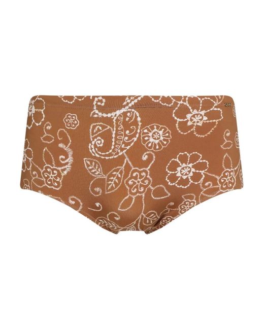 Amir Slama Brown Floral-Print Swim Trunks for men