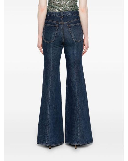 Sacai Blue Belted Mid-rise Flared Jeans