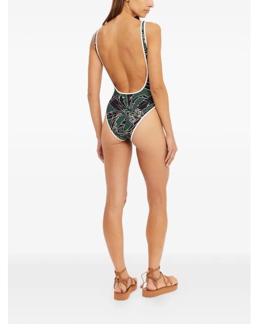 The Upside Green Tamara Floral-Print Scoop-Neck Swimsuit