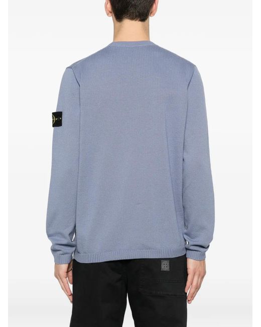 Stone Island Blue Patch Crew-Neck Sweater for men