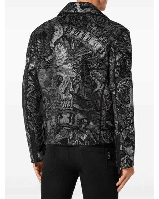 Philipp Plein Bikerjacke Mit Tattoo-Print in Black für Herren