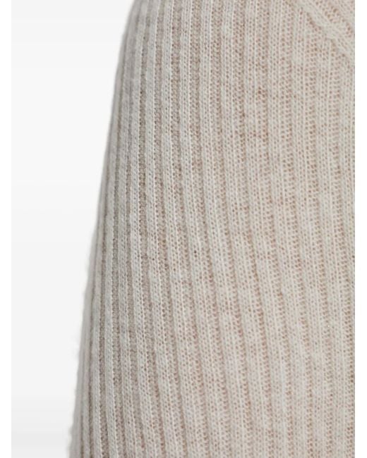 Fabiana Filippi White Finely Ribbed Long-Sleeved Top With Roll Neck