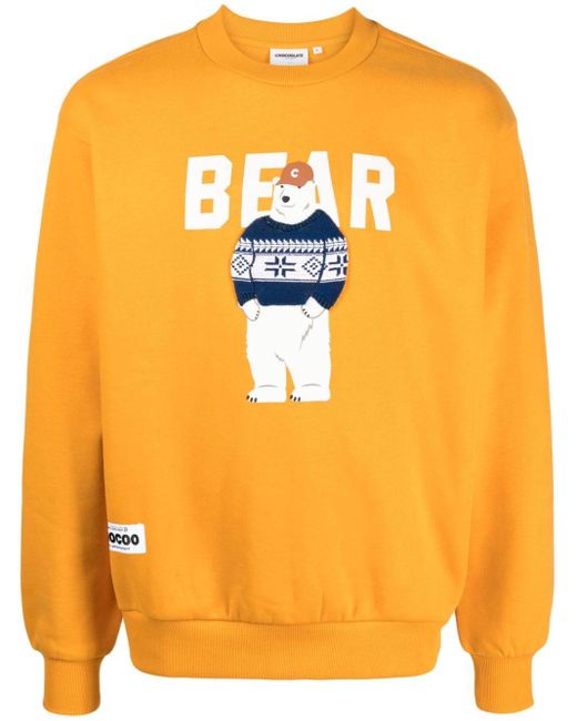 Chocoolate Sweater Met Beerprint in het Orange voor heren