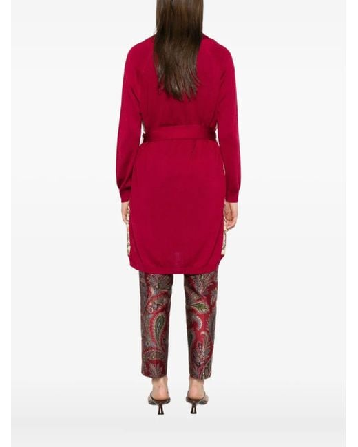 Etro Red Paisley-Panel Cardi-Coat