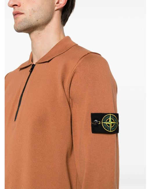 Stone Island Brown Compass Badge Organic-cotton Polo Shirt for men